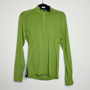 Icebreaker Half Zip 200 Oasis 1/2 Zip Merino Wool Top Lime Green Size S